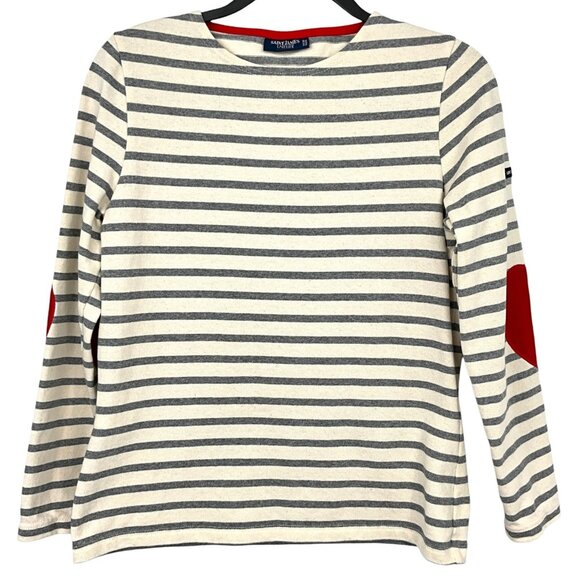 Saint James Tops - Saint James Vaujany Heart Patch Long Sleeve T Shirt Womens US 8 Striped Cotton